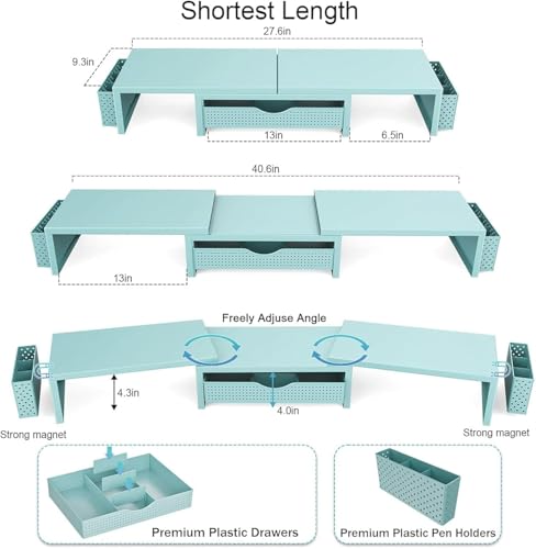 Image of gianotter Dual Monitor Stand Riser With Drawer and 2 Pen Holders