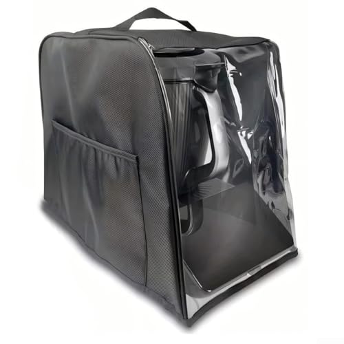 BEAZOOM Funda protectora impermeable para Thermomix, tela Oxford de PVC, 33,5 x 40,5 x 23,5 cm, con correas frontales y laterales transparentes, color negro