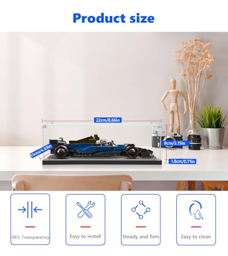 Image of Acrylic Display Case for Lego Speed Champions McLaren F1 Team MCL38 Race Car Toy, Dust-Proof Display Box for Lego 77251,Size:8.66x4.33x3.15 in(NOT Included The Model)