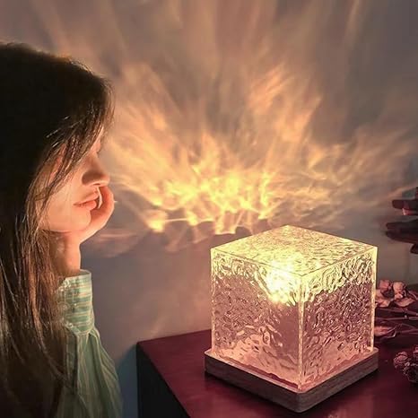 Image of Ocean Wave LED Light Projector, 3D Water Effect USB Powered Table Lamp for Bedroom, Romantic Crystal Lamp (Multi Color)