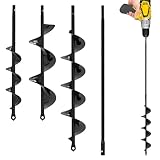 Auger Drill Bit for Planting 3 Pack - with Extension - Garden Tools Spiral Hole Drill Planter for Bulb Planting, Fence Post, Umbrella Holes - 3/8'' Hex Drive Drill - Gardening, Hole Digger Yard Tools