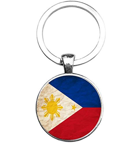Porte-clés Verre - Drapeau Philippines, silverl