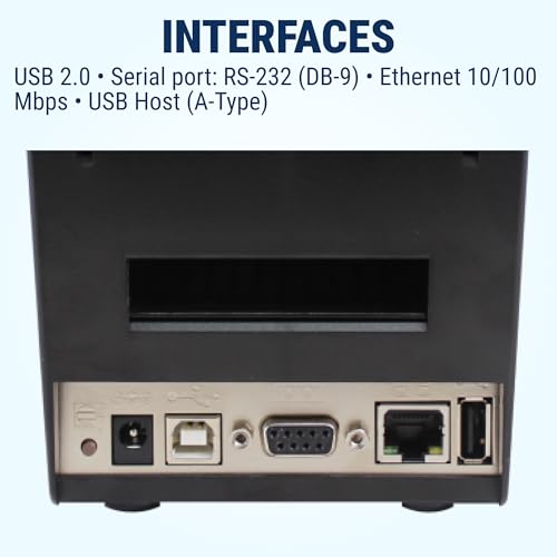 Image of McAuley Labels GoDEX DT200i Direct Thermal Printer - Wristband, Shelf & Specimen Labels Printer - 2 inch, 203 DPI, Color LCD & USB Host, USB /Serial /Ethernet