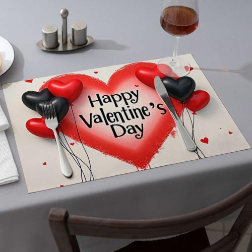 Sets de table lavables Happy Valentine's Day napperons décoratifs table d'été - 2