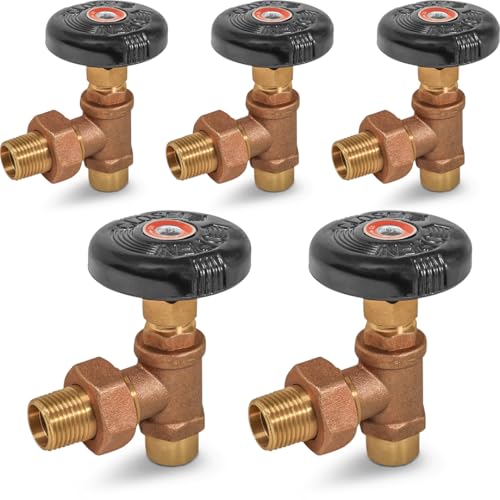 Image of Midline Valve IXW-T034-5 Heavy Duty Hot Water Steam Radiator Valve; Air Vent Temperature Control; 3 /4 in. SWT x Male Union; Brass (5 Pack)