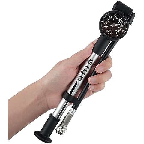 GIYO High Pressure Shock Pump (350 PSI) – Strong Lever Lock for No Air Loss, Aluminum Barrel, 1.5" Dial Gauge, Micro-Adjust Bleeder, 360° Rotating Hose, Taiwan-Made Cover