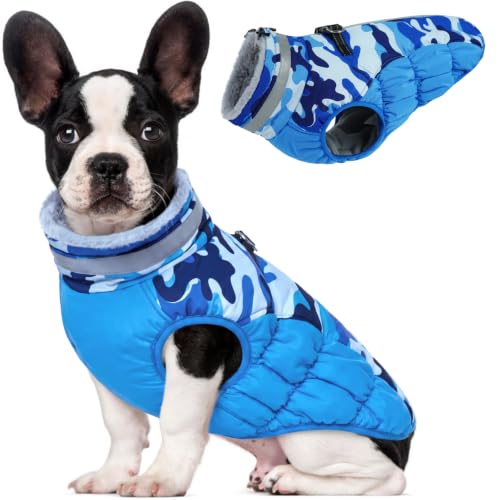 Image of Lelepet Dog Winter Coat with Harness, Waterproof Reflective Camo Jacket