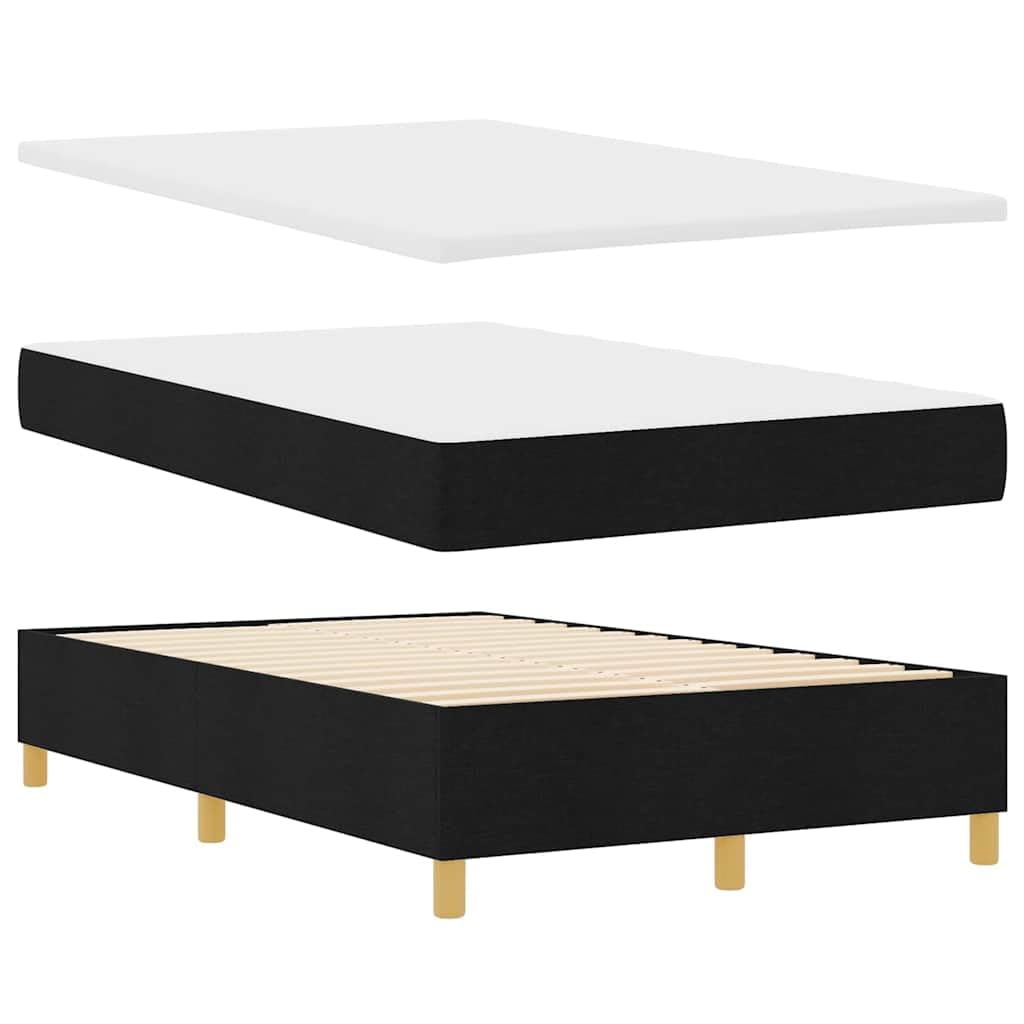 Letto a molle antracite, 120 x 200 cm, con materasso, rete a doghe, testiera e pouf, per camera da letto, camera degli ospiti e casa, ufficio, moderno e durevole