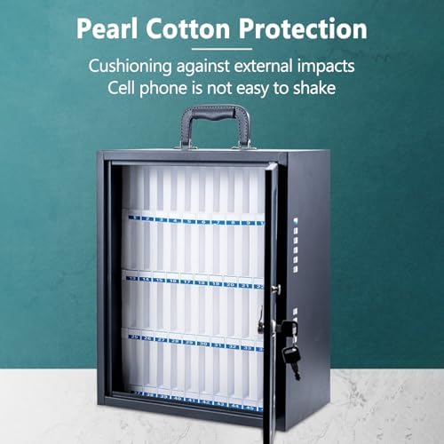 24-Slot Wall-Mounted Cell Phone Locker Box, Durable Steel Storage Cabinet with Handle, Ideal for Schools, Gyms, Offices, and Events - Secure Your Devices!