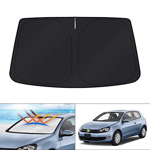 Image of KUST Windshield Sun Shade for Volkswagen VW Golf /Rabbit /GTI /R32 MK6 5K 2009-2014 Accessories Custom Fit Sunshade Foldable Sun Visor Protector Blocks UV Rays Keep Your Car Cooler
