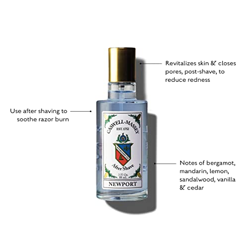 Caswell-Massey Gold Cap Newport Aftershave, For Beard, Soothing Aftershave, Scents Of Sandalwood, Citrus, & Cedar, Made In The Usa, 3 Oz #TOP2