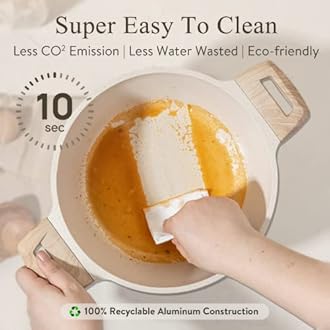 CAROTE 22pcs Pots and Pans Set Nonstick, Cookware Set White Granite Induction Kitchen Cooking Set w/Frying Pans & Saucepans& Grill Pan(PFOS, PFOA Free), A07970