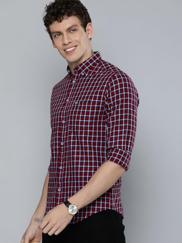 Image of The Indian Garage Co Men Slim Fit Checkered Full Sleeves Cutaway Collar Casual Shirt