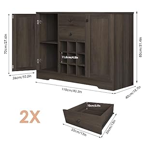 Buffetsideboardbarcabinetwithstoragefarmhousecoffeebarcabinetwith2drawersandadjustableshelves433kitchenbuffetstoragecabinetforkitchendiningroomdarkbrown Urban Country Home Decor Buffet sideboard bar cabinet with storage farmhouse coffee bar cabinet with 2 drawers and adjustable shelves 433 kitchen buffet storage cabinet for kitchen dining room dark brown urban country home decor