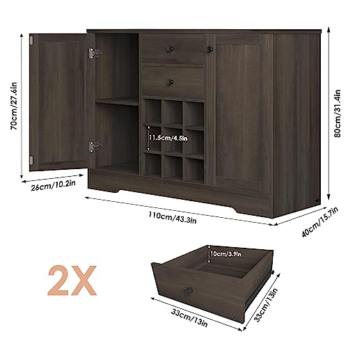 Buffetsideboardbarcabinetwithstoragefarmhousecoffeebarcabinetwith2drawersandadjustableshelves433kitchenbuffetstoragecabinetforkitchendiningroomdarkbrown Urban Country Home Decor Buffet sideboard bar cabinet with storage farmhouse coffee bar cabinet with 2 drawers and adjustable shelves 433 kitchen buffet storage cabinet for kitchen dining room dark brown urban country home decor