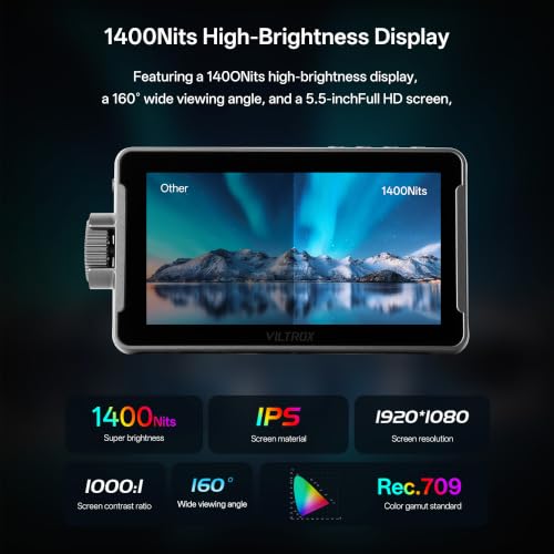 Image of VILTROX DC-550 Pro II 5.5 inch 1400Nits 4K@60Hz HDMI 2.0 Camera Field Monitor | Touchscreen DSLR On Camera Video Monitor with Onion Skin, USB /Wi-Fi Camera Control, Custom 3D LUT, Waveform, 160 View Angle