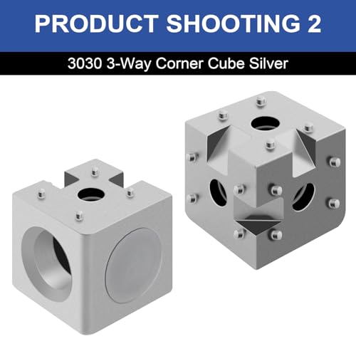Image of 12pcs 3030 3-Way Corner Cube 3030 Extrusion Hardware T-Slot V-Slot Accessories with Screws and Nuts for 3030 Aluminum Extrusion Connector 3D Printer Accessories Silver
