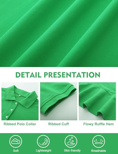 Image of Kissonic Women's Polo Dress Short Sleeve V Neck Ruffle Hem Casual Summer Golf Tennis Mini Shirt Dresses
