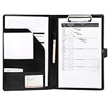 tintoke Klemmbrett A4 Ordner Leder Klemmbrettmappe A4 Kladde Schreibblock,A4 Schreibmappe Klemmbrett Mappe,Dokument-Ordnungshelfer mit Innenfächern,für Schul, Heim,Büro Verwenden (Black)
