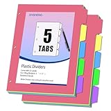 2 Sets Dividers for 3 Ring Binder,5 Tab Plastic Binder dividers with Tab,Colored Binder Separators for Letter Size,Write on Page Dividers for Shool Office Home