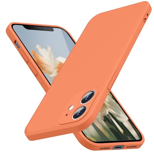 JUNAUTTB for iPhone 11 Case Liquid Silicone,Full Body Protective,Soft Shockproof Anti Scratch Case for iPhone 11 Phone case Slim Fit Durable 6.1in Orange JUS01-164