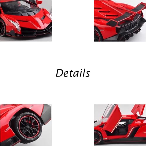 Modelo de coche Lambo Veneno 1:24 rojo con luz y sonido miniatura 3