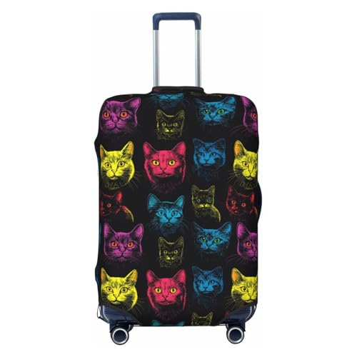 Luggage Cover - Colorful Cute Cat Print Travel Suitcase Covers For Luggage, High Elasticity Suit Case Cover Protector Fits 18-32 Inch