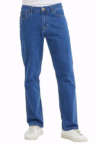 COEVLAS Club Men's Straight Leg 5-Pocket Regular Fit Workwear Flex Jeans (32L 2# Blue 42W)