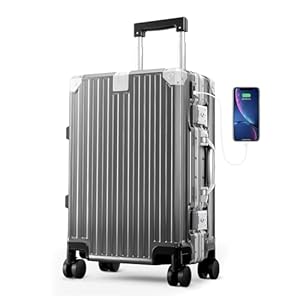 Alphasac Handgepäck Koffer Luggage 56x37x22 cm, Klein (S) Reisekoffer Hartschalenkoffer Suitcase mit 4 Rollen 36L, Leicht Koffer & Trolleys Polycarbonat und Aluminium, TSA Schloss, Dunkelgrau