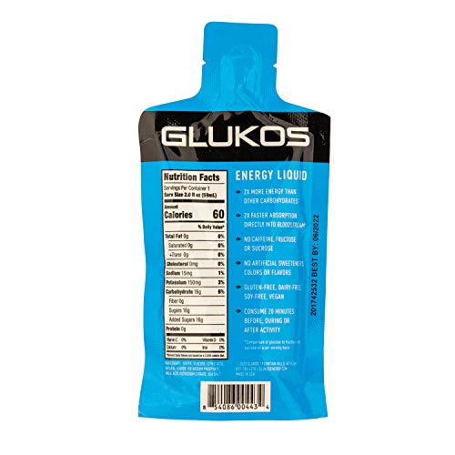 Glukos Energy Liquid Gel 2Oz Packets, 12 Count Tray, Watermelon Lime Flavor #TOP1