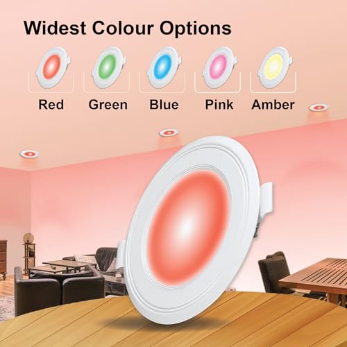 Image of Havells Luna 6W Downlight for Junction Box Round | Colour - Red |3 inch Cutout, 22mm Height | High Voltage Protection Upto 4KV | Pack of 2