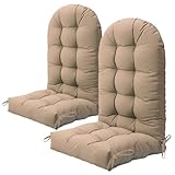 NAVINE Adirondack Chair Cushion Set of 2, Thickened Patio Chair Cushions with Ties, Waterproof and UV-Protected Rocking Chair Cushion for Indoor and Outdoor, Khaki.