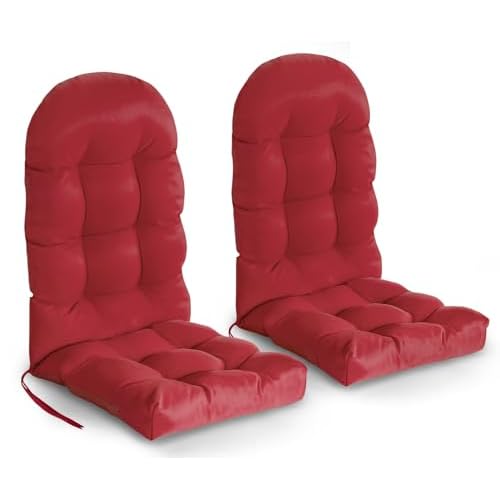GREENVINES Adirondack-Chair-Cushions-Set-of-2 | Polyester | Waterproof | Outdoor High Back Rocking Chairs Cushion | Seat with Ties | Non-Slip | Thicke