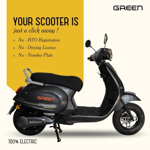 Image of Green Falco Low Speed Electric Scooter Non RTO 60 KM Range with Portable Charger (Grey)