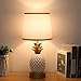 Bedside Touch Lamp with USB Charging Port, 3 Way Dimmable Modern Nightstand Lamp with White Lampshade Pineapple LED Touch Lamp for Living Room, Bedroom, Guest Room, Office, 6W LED Edison Bulb Included