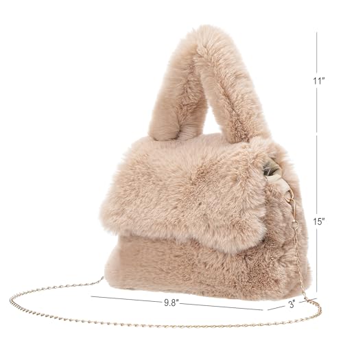 Bolsa tipo Tote peluda para mujer con asas de hombro miniatura 4