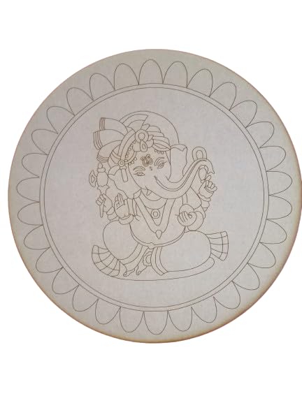MDF Lord Ganesh Cutouts, Lippan Art Wall Decor 12 inch, Ganesh Mandala Pre Marked Wooden MDF Lord Ganesha Shapes Cutout for Crafts Work Home, Room Decor Artistic DIY Work Art