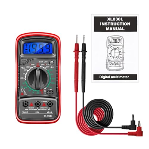Beauenty Digital Multimeter - Accurate Measurement of DC/AC Voltage Current & More - Portable and Safe for Home-Ammeter School Workshop (Red)