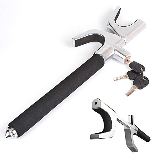 Sutekus Universal Anti-Theft Car Lock Steering Wheel Lock Universal Vehicle Lock with with Emergency Hammer Window Breaker