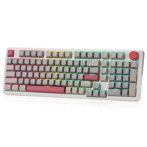 Image of Redragon K768 PRO 100 Keys Wireless Gasket RGB Gaming Keyboard, Massive 8000 mAh PBT Mechanical Keyboard w /Hot-Swap Socket, Dedicated Knob Control & 5-Layer Noise Dampening, Custom Yolk Linear Switch