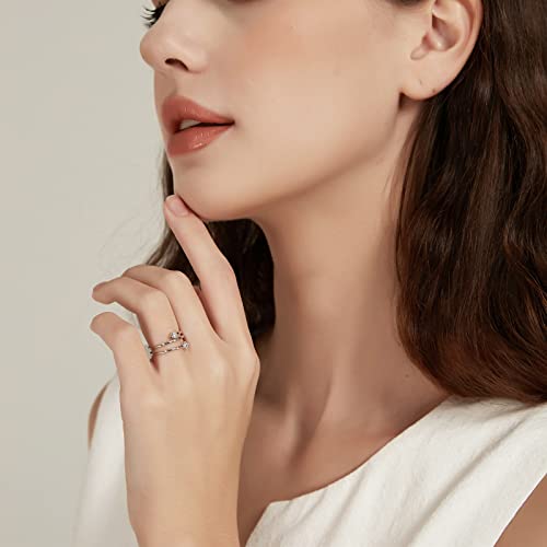 SHINYSO 14K Gold Plated Wedding Band for Women Stackable Thin Cubic Zirconia Open Wrap Dainty Engagement Ring Size 4-104