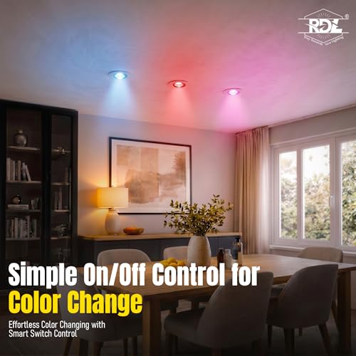 Image of RDL 5w Round Recessed LED Ceiling Light with 3 in 1 (Red Blue Pink) Illumination | Tilt Led Spotlight for False Ceiling, Home, Bedroom, | Pack of 1
