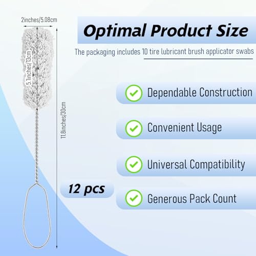 Image of Lemecima 12 Pack Tire Lube Brush Applicator Swabs 11.8 Inches Extra Long Handle Tire Lubricant Applicator for Changing Tires