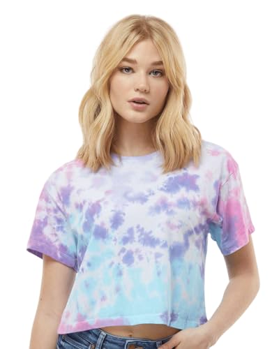 Colortone - Damen Batik Crop T-Shirt - Cotton Candy/XS