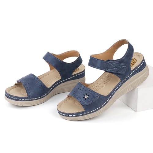 Image of JABASIC Women Comfortable Sandals Orthotic Walking Sandals Orthopedic Arch Support Sandals