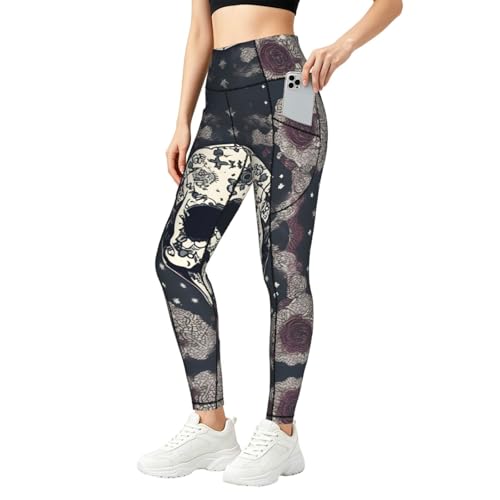 Legging de yoga femme imprimé floral pantalon fitness avec poches