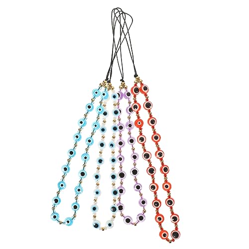 Amosfun 4piezas Correa Para Teléfono Móvil Cuentas y Colgantes De Ojo Turco Correas Antipérdida Para Celular Dijes Para Uso Diario y Protección Del Dispositivo