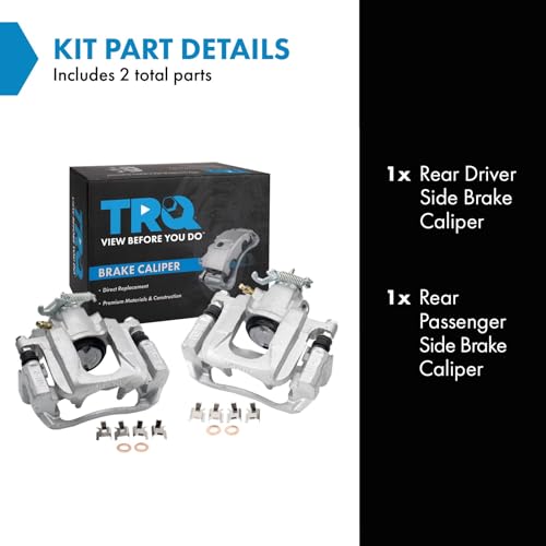 Image of TRQ Rear Brake Caliper Set Zinc Coated Brackets Hardware Compatible with 2008-2016 Chrysler Town and Country 2008-2016 Dodge Grand Caravan 2012-2015 Ram C V 2009-2014 Volkswagen Routan
