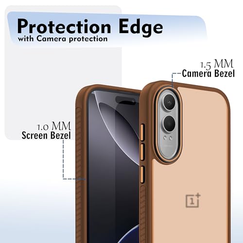 Image of V-TAN Back Cover for Oneplus Nord CE4 Lite 5G Compatible Case, Matte Finish Transparent Case, TPU, Camera Protective Shockproof Cover (Brown)