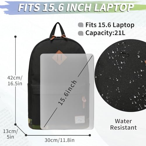 Kasqo School Backpack, Classic Lightweight 14-15.6 Inch Laptop Bookbag for Men Women Teens Girls Boys College2
